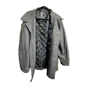 🧥🔥‎ Steve & Barry's Woolly Mammoth Men's Wool-Blend Peacoat Jacket XL – Gray